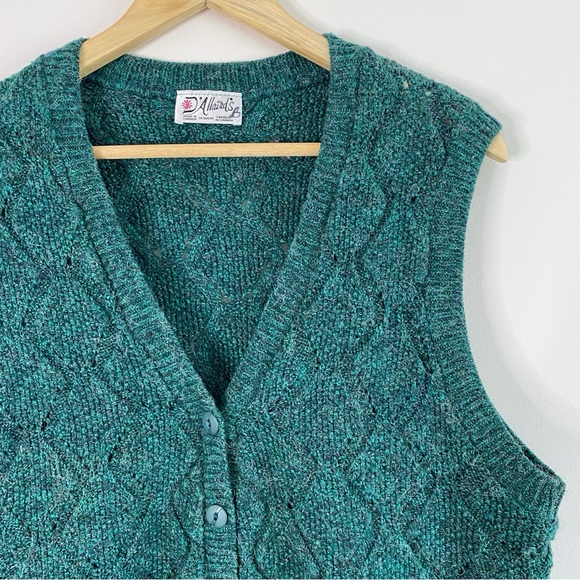 Vintage Sweaters - Vintage D’Allaird’s Forest Green Button Up Sweater Vest